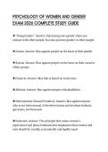 PSYCHOLOGY OF WOMEN AND GENDER EXAM 2026 COMPLETE STUDY GUIDE