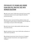 PSYCHOLOGY OF WOMEN AND GENDER EXAM 2026 FULL PRACTICE TEST WITH DETAILED SOLUTIONS