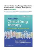 TEST BANK for Abrams' Clinical Drug Therapy&colon; Rationales for Nursing Practice Thirteenth&comma; North American Edition by &lpar;Frandsen&comma; 2024&rpar; Newest Edition 