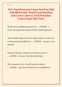 NYC Food Protection Course Test Prep 2026&colon; 400&plus; Exam Questions and Correct Answers &lpar;Verified Study Guide&rpar;
