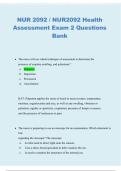 NUR 2092 Health Assessment Exam 2 Questions Bank 2026&sol;2027 &vert; Study Guide