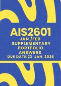 AIS2601 JAN &sol; FEB 2026 SUPPLEMENTARY EXAMINATION  ANSWERS &lbrace;DUE DATE 23 JANUARY 2026 &rcub;