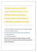 Certified Compliance and Ethics  Professional &lpar;CCEP&rpar; Practice Exam  Questions And Correct Answers  &lpar;Verified Answers&rpar; Plus Rationales  &vert;2026 Q&A &vert; Instant Download Pdf 