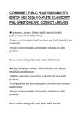 COMMUNITY PUBLIC HEALTH NURSING 7TH EDITION NIES 2026 COMPLETE EXAM SCRIPT FULL QUESTIONS AND CORRECT ANSWERS