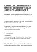 COMMUNITY PUBLIC HEALTH NURSING 7TH EDITION NIES 2026 COMPREHENSIVE EXAM QUESTIONS AND VERIFIED SOLUTIONS