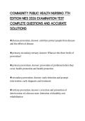 COMMUNITY PUBLIC HEALTH NURSING 7TH EDITION NIES 2026 EXAMINATION TEST COMPLETE QUESTIONS AND ACCURATE SOLUTIONS