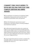 COMMUNITY PUBLIC HEALTH NURSING 7TH EDITION NIES 2026 FINAL PAPER STUDY GUIDE COMPLETE QUESTIONS AND VERIFIED ANSWERS
