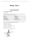 GCSE AQA Biology Grade 9 Paper 1 Notes