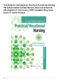 Test Bank for Contemporary Practical&sol;Vocational Nursing 9th Edition Author&colon;Corinne Kurzen&comma; Anna LaVon Barrett &vert;All Chapters &lpar;1-16&rpar; Covered&vert; 100&percnt; Complete Study Guide Graded A&plus; Latest Version