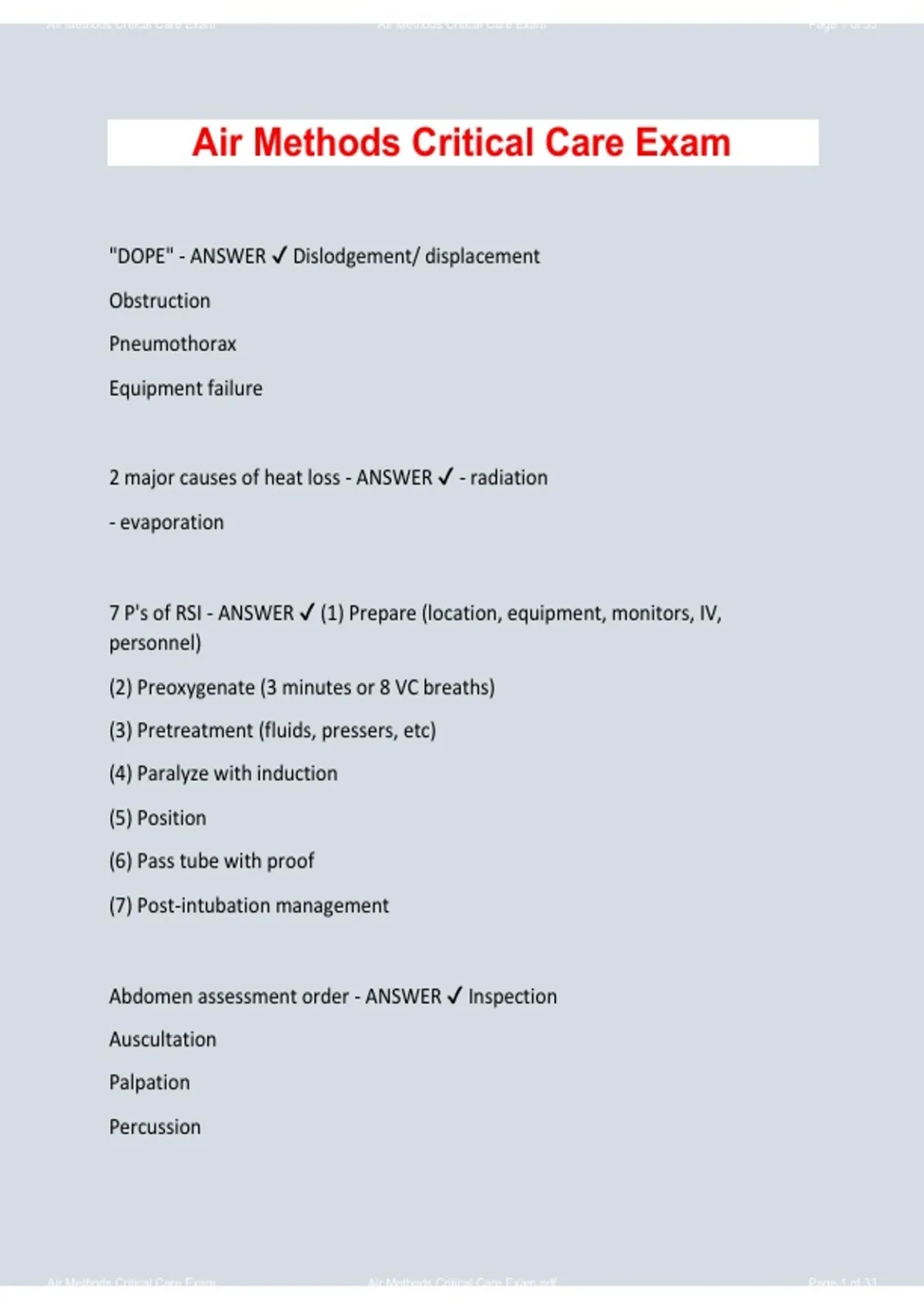 Air Methods Critical Care Exam 2026/2027 | Paramedic Study Guide - Air ...