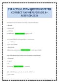 CST ACTUAL EXAM QUESTIONS WITH CORRECT ANSWERS&sol;GRADE A&plus; ASSURED 2026
