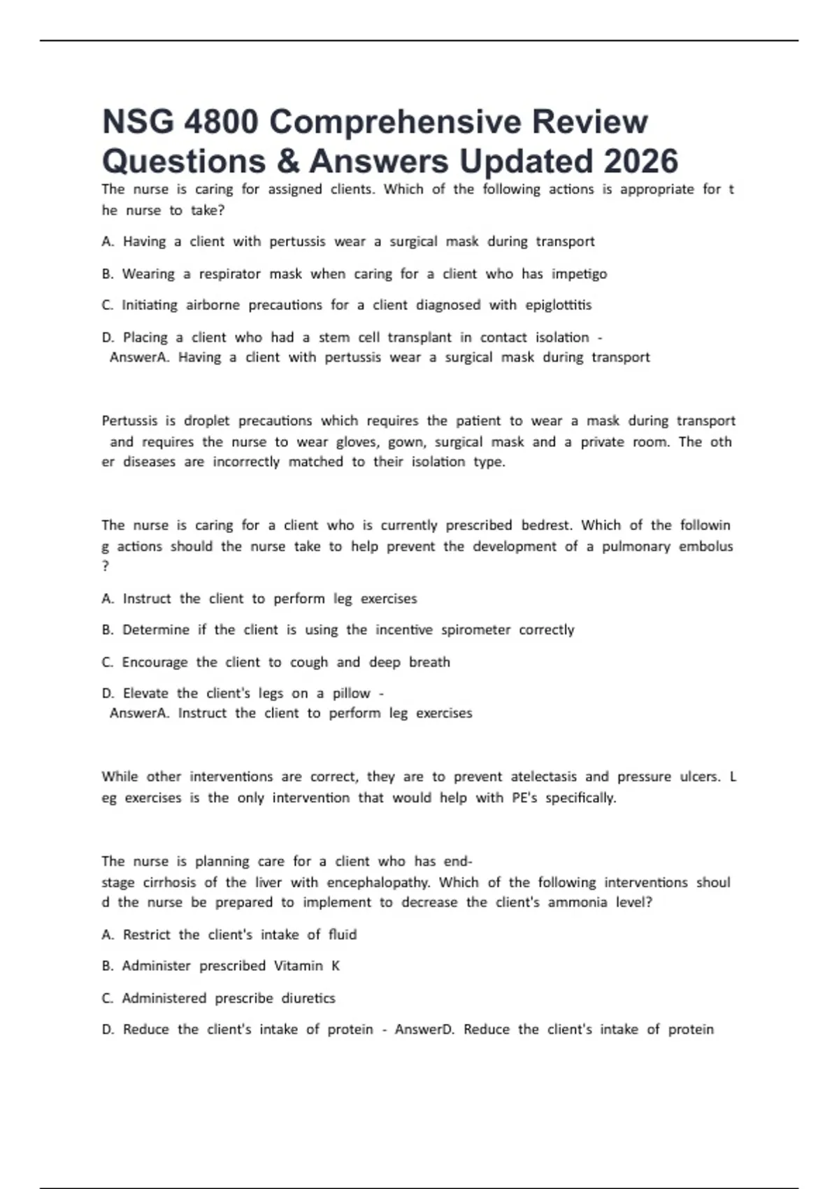 NSG 4800 Comprehensive Review Questions & Answers Updated 2026 ...