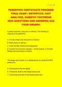 Pedorthic Certificate Program Final Exam&comma; Orthotics and Gait Analysis&comma; Allied Health Training Program&comma; 2026 &ndash; comprehensive final exam questions and answers with expert solutions