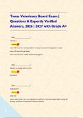 Texas Veterinary Board Exam &vert; Questions & Expertly Verified Answers&comma; 2026 &vert; 2027 with Grade A&plus;    