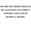 NSG 6998 APEA Predictor Exam&colon; 200&plus; Questions & Correct Answers &lpar;2025&sol;2026&rpar;