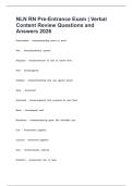 NLN RN Pre-Entrance Exam &vert; Verbal Content Review Questions and Answers 2026