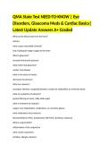 QMA State Test NEED-TO-KNOW &vert; Eye Disorders&comma; Glaucoma Meds & Cardiac Basics&vert;Latest Update Answers A&plus; Graded 