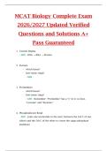 MCAT Biology Complete Exam  2026&sol;2027 Updated Verified  Questions and Solutions A&plus;  Pass Guaranteed 