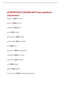 ASTROPHYSICS VOCABULARY Exam questions  and answers