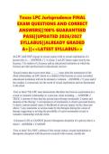 Texas LPC Jurisprudence FINAL EXAM QUESTIONS AND CORRECT ANSWERS&vert;&vert;100&percnt; GUARANTEED PASS&vert;&vert;UPDATED 2026&sol;2027 SYLLABUS&vert;&vert;ALREADY GRADED A&plus;&vert;&vert;<<LATEST SYLLABUS>>