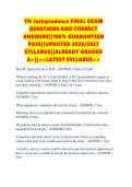 TN Jurisprudence FINAL EXAM QUESTIONS AND CORRECT ANSWERS&vert;&vert;100&percnt; GUARANTEED PASS&vert;&vert;UPDATED 2026&sol;2027 SYLLABUS&vert;&vert;ALREADY GRADED A&plus;&vert;&vert;<<LATEST SYLLABUS>>
