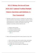 MCAT Biology Reviewed Exam  2026&sol;2027 Updated Verified Multiple  Choices Questions and Solutions A&plus;  Pass Guaranteed