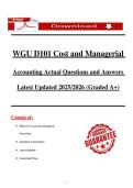 WGU D101 Cost and Managerial Accounting Actual Questions and Answers Latest Updated 2025&sol;2026 &lpar;Graded A&plus;&rpar;