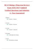 MCAT Biology &lpar;Princeton Review&rpar;  Exam 2026&sol;2027 Updated  Verified Questions and Solutions  A&plus; Pass Guaranteed