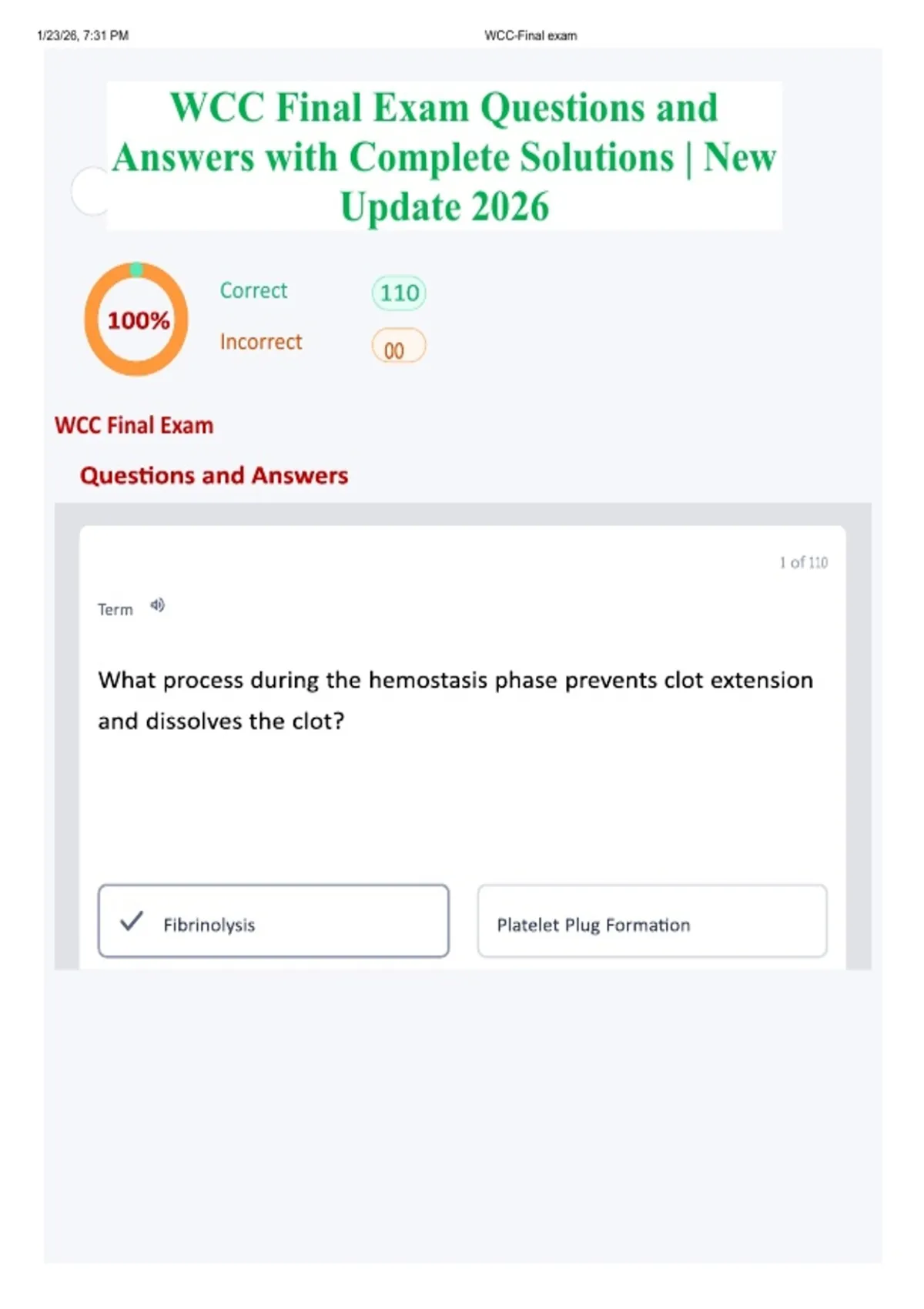 WCC Final Exam Questions and Answers with Complete Solutions | New ...