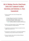 MCAT Biology Practice Final Exam  2026&sol;2027 Updated Verified  Questions and Solutions A&plus; Pass  Guaranteed