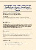 Wall Street Prep Excel Crash Course  Retake Exam Answer Sheet &vert; 100&percnt;  score &lpar;100&sol;100&rpar; &vert; Verified &vert; 2026&sol;2027  Edition