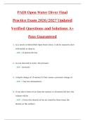 PADI Open Water Diver Final  Practice Exam 2026&sol;2027 Updated  Verified Questions and Solutions A&plus;  Pass Guaranteed