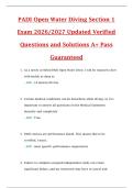 PADI Open Water Diving Section 1  Exam 2026&sol;2027 Updated Verified  Questions and Solutions A&plus; Pass  Guaranteed 