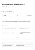 ATI pharmacology retake test-last 75 QUESTIONS AND ANSWERS