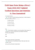PADI Open Water Being a Diver I  Exam 2026&sol;2027 Updated  Verified Questions and Solutions  A&plus; Pass Guaranteed 