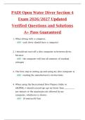 PADI Open Water Diver Section 4  Exam 2026&sol;2027 Updated  Verified Questions and Solutions  A&plus; Pass Guaranteed