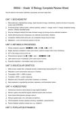 SBI4U Grade 12 Biology&comma; SBI4U&comma; Ontario Secondary School&comma;  complete course review and exam preparation sheet