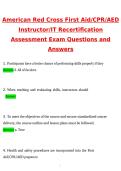 American Red Cross Instructor Ultimate Bundle 2026 &sol; 2027 &vert; First Aid CPR AED&comma; LGIT&comma; WSI&comma; IT Recertification &vert; Actual Questions & 100&percnt; Verified Answers 2026 American Red Cross First Aid CPR &sol; AED Instructor IT Recertification Assessment Test&sol;Exam &lpar;Newest 