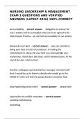 Nursing Leadership & Management Exam 1 &vert; 2026 Verified Q&A &vert; 100&percnt; Correct