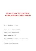 HESI ENTRANCE EXAM STUDY  GUIDE 20252026 GUARANTEED A&plus;