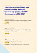 Veterinary technician TEXAS state board exam Study &vert;Strategies Review of Key Quizzes with 100&percnt; Correct Answers&comma; 2026 &vert;2027&period;     