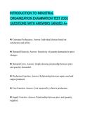 INTRODUCTION TO INDUSTRIAL ORGANIZATION EXAMINATION TEST 2026 QUESTIONS WITH ANSWERS GRADED A&plus;
