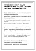 Nursing Oncology Exam 1&colon; Questions & Verified Answers &lpar;A Grade&rpar;
