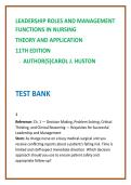 Leadership Roles & Management Functions in Nursing 11th Ed Test Bank &vert; 2026 Nursing Leadership & Management MCQs