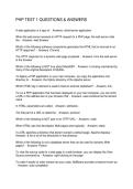 PHP TEST 1 QUESTIONS & ANSWERS