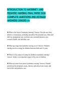 INTRODUCTION TO MATERNITY AND PEDIATRIC NURSING FINAL PAPER 2026 COMPLETE QUESTIONS AND DETAILED ANSWERS GRADED A&plus;
