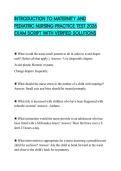 INTRODUCTION TO MATERNITY AND PEDIATRIC NURSING PRACTICE TEST 2026 EXAM SCRIPT WITH VERIFIED SOLUTIONS