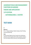 Leadership Roles & Management Functions in Nursing 11th Ed Test Bank &vert; Huston Nursing Leadership MCQs 2026