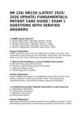 NR 226&sol; NR226 &lpar;LATEST 2025&sol; 2026 UPDATE&rpar; FUNDAMENTALS&colon; PATIENT CARE GUIDE &vert; EXAM 1 QUESTIONS WITH VERIFIED ANSWERS