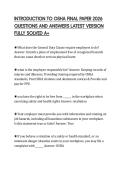 INTRODUCTION TO OSHA FINAL PAPER 2026 QUESTIONS AND ANSWERS LATEST VERSION FULLY SOLVED A&plus;